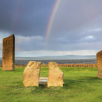 Buy canvas prints of Rainbow at Stones of Stenness  by Andrew Ray