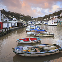 Buy canvas prints of Boats at Sunrise (Polperro) by Andrew Ray