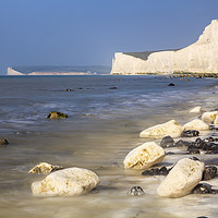Buy canvas prints of Chalk Boulder at the Seven Sisters by Andrew Ray