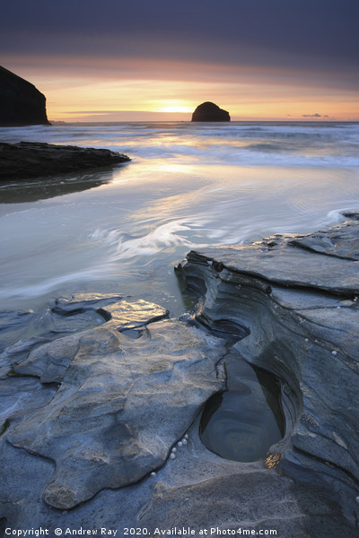 Trebarwith Strand Framed Mounted Print by Andrew Ray