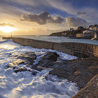 Buy canvas prints of Setting Sun at Porthleven by Andrew Ray