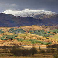 Buy canvas prints of Snow capped peaks over Loch Tromlee by Andrew Ray