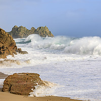 Buy canvas prints of Incoming waves (Porthcurno) by Andrew Ray