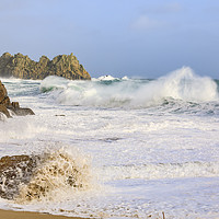 Buy canvas prints of Stormy afternoon (Porthcurno Beach) by Andrew Ray
