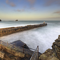 Buy canvas prints of Portreath Pier at sunrise by Andrew Ray