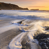 Buy canvas prints of Wave pattern on Polurrian Cove Beach by Andrew Ray
