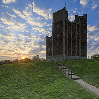Buy canvas prints of Setting sun at Orford Castle by Andrew Ray