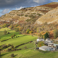 Buy canvas prints of Farm and Eglwyseg Rocks from Castell Dinas Bran by Andrew Ray