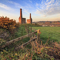 Buy canvas prints of Morning at Wheal Unity Wood Engine Houses by Andrew Ray