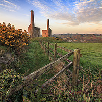 Buy canvas prints of Wheal Unity Wood Engine Houses at first light by Andrew Ray
