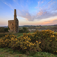 Buy canvas prints of Lower Engine House at sunset (Wheal Unity Wood Min by Andrew Ray