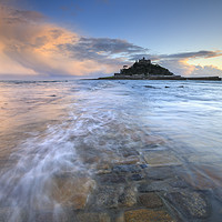 Buy canvas prints of Water covered causeway at sunset (St Michael's Mou by Andrew Ray