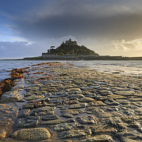 Buy canvas prints of Late light on the causeway St Michael's Mount by Andrew Ray
