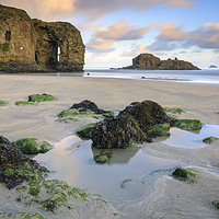 Buy canvas prints of Perranporth Arch and Chapel Rock at sunrise by Andrew Ray