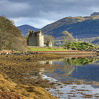 Buy canvas prints of Dunderave Castle shoreline by Andrew Ray