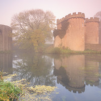 Buy canvas prints of Misty morning at Whittinton Castle by Andrew Ray