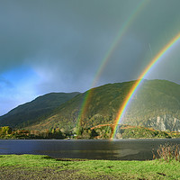 Buy canvas prints of Rainbows at Taynuilt Pier by Andrew Ray