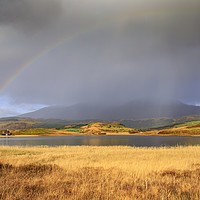 Buy canvas prints of Loch Tromlee rainbow by Andrew Ray