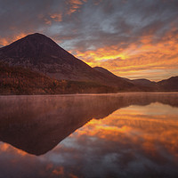 Buy canvas prints of Sunrise reflections (Crummock Water). by Andrew Ray