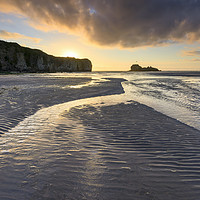 Buy canvas prints of Stream and rand ripples (Perranporth) by Andrew Ray