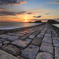 Buy canvas prints of Bude Breakwater at sunset by Andrew Ray
