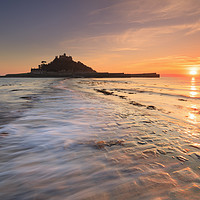 Buy canvas prints of Wave on the causeway (St Michael's Mount) by Andrew Ray