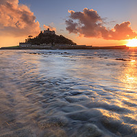 Buy canvas prints of The setting sun from the causeway (St Michael's Mo by Andrew Ray