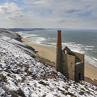 Buy canvas prints of Snowy morning (Wheal Coates) by Andrew Ray