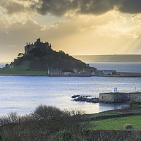 Buy canvas prints of Light shafts at St Michael's Mount by Andrew Ray