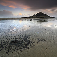 Buy canvas prints of Sand ripples and reflections (St Michael's Mount) by Andrew Ray