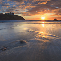 Buy canvas prints of The setting sun at Poldhu Cove by Andrew Ray