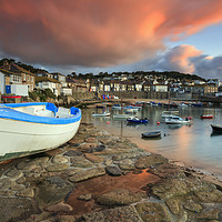 Buy canvas prints of Mousehole Harbour at sunrise by Andrew Ray