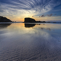 Buy canvas prints of Cloud patterns over Perranporth Beach by Andrew Ray
