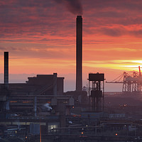 Buy canvas prints of Sunset over Port Talbot Steelworks by Andrew Ray