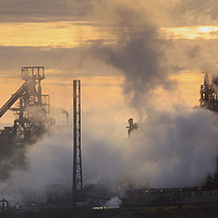 Buy canvas prints of Setting sun at Port Talbot by Andrew Ray