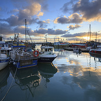 Buy canvas prints of Reflections of sunset (Padstow) by Andrew Ray