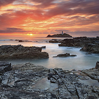 Buy canvas prints of Summers Sunset (Godrevy) by Andrew Ray