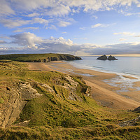 Buy canvas prints of Evening light (Holywell Bay) by Andrew Ray