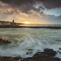 Buy canvas prints of Sunrise view (Porthleven) by Andrew Ray