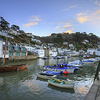 Buy canvas prints of Inner harbour at sunrise (Polperro) by Andrew Ray