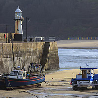 Buy canvas prints of Boats under Smeaton's Pier (St Ives)  by Andrew Ray