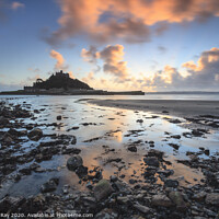 Buy canvas prints of Sunset reflections (St Michael's Mount) by Andrew Ray