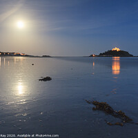Buy canvas prints of Moon reflections (St Michael's Mount) by Andrew Ray