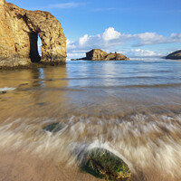 Buy canvas prints of Incoming wave at Perranporth by Andrew Ray