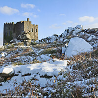 Buy canvas prints of Carn Brea Castle in the snow by Andrew Ray