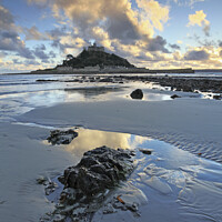 Buy canvas prints of Receding tide (St Michael's Mount) by Andrew Ray