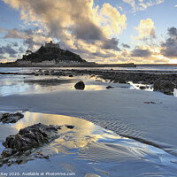 Buy canvas prints of Setting sun (St Michael's Mount) by Andrew Ray