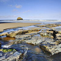 Buy canvas prints of Trebarwith at low tide by Andrew Ray