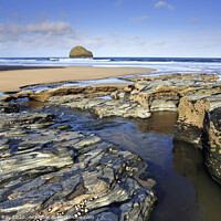 Buy canvas prints of Low tide at Trebarwith Strand by Andrew Ray