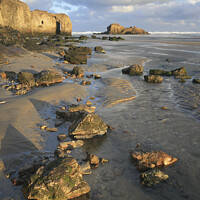 Buy canvas prints of  Perranporth Rocks by Andrew Ray